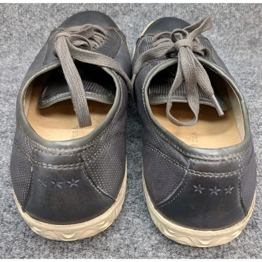 John Varvatos USA Mens 11M Black Leather Low Top Sneakers Casual Lace Up Shoes